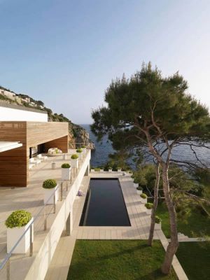 Images of modern houses in a garden setting - pool - clifftop.jpg
